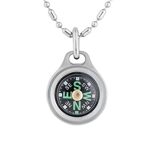 MecArmy CMP/CMP2 Mini Compass- Meaningful Graduation Birthday Gifts for Men Women, EDC Titanium/Brass/Copper Pocket Compass for Hiking SurvivaI, IPX5 Waterproof, Glow in The Dark, Necklace Pendant