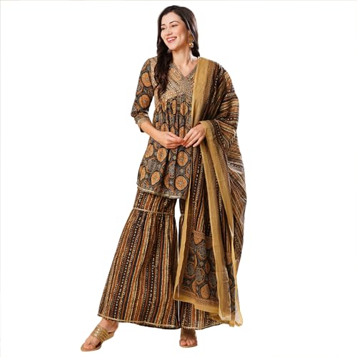 Image of Globus Women Kurta Sets (3641921001 Olive XS)