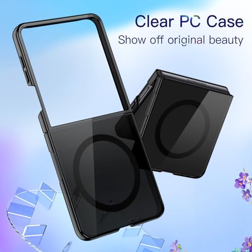 Image of JETech Magnetic Case for Samsung Galaxy Z Flip 7 2025 Compatible with MagSafe, Non-Yellowing Transparent Hard PC Protective Phone Cover, Anti-Scratch (Black)