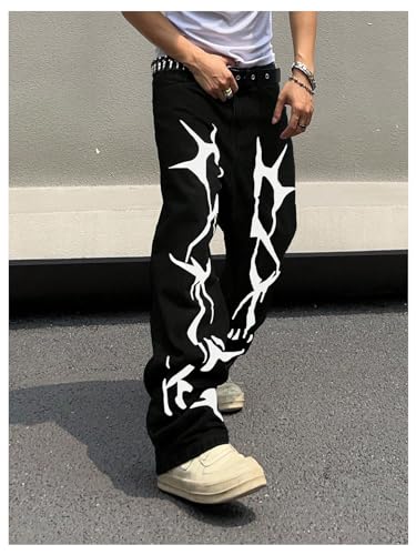Floerns Men's Graphic Print Jeans Wide Leg Y2k Streetwear Baggy Denim Pants3