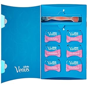 Gillette Venus Comfortglide Spa Breeze Rasierer Damen, Damenrasierer + 6 Rasierklingen mit 3-fach Klinge