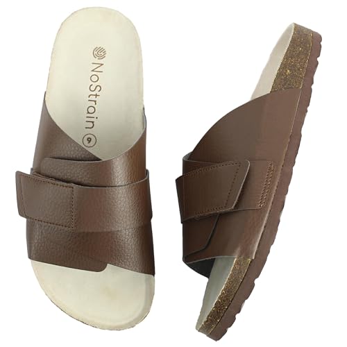 Image of NoStrain Men's Cork Sandals with Double Layered | Stylish Vegan Leather Sandals | Stylish, Comfortable & Sustainable | Environment Friendly | Casual and Formal Wear