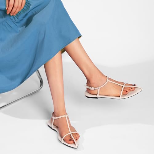 Flat Sandals for Women with Metal Buckle Ankle Strappy Ladies Fashion Slide Sandals Comfortable Summer Open Toe Women Sandals Dressy.