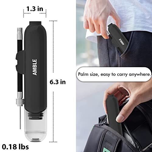 Air Ball Pump For Basketball, Soccer Ball, Volleyball, Football, Balloons Pump Inflator - Portable Hand Exercise Sports Ball Pump Kit With 5 Inflation Needles, Nozzle, Hose & Air Pressure Gauge Black #TOP2