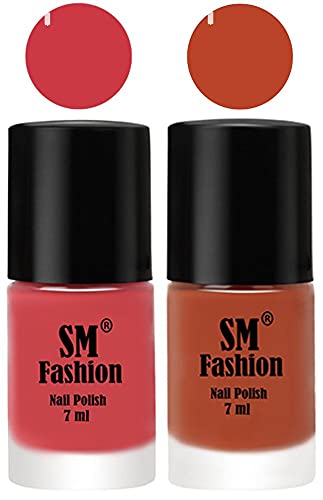 Image of Long Lasting Nail Polish | Nail Paint Combo 7 ml Each) - Set of 2 Punch Pink-Light Coral