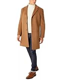 Men's MMK19585 Wool Cashmere Topcoat – Classic Overcoat, Car Coat with Lining, Warm Dress Coat - Camel - 40S