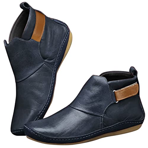 BOTCAM Stiefeletten Damen Schwarz Flach - Chelsea Stiefel Schlupfstiefel mit Reißverschluss Ankle Boots Winterstiefel Rutschfest Stiefel Damenstiefel Wildleder Stiefel Für Frauen Gr.35-43