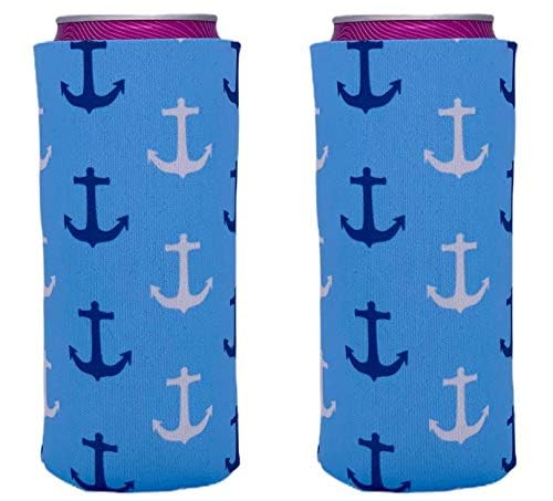 Anchor Pattern Slim Can Coolie (2 Pack)