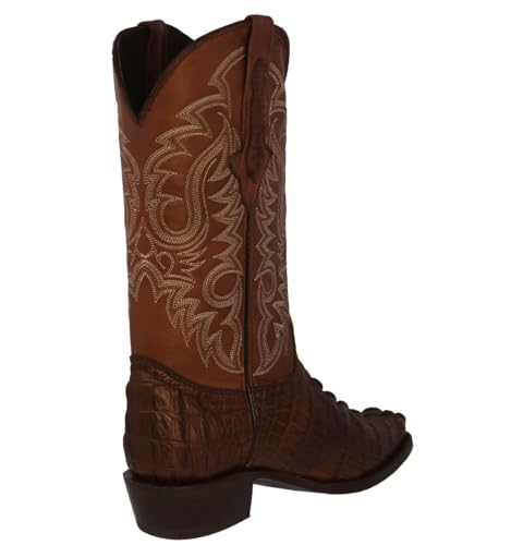 Team West Mens Brown Western Leather Cowboy Boots Crocodile Tail Print J Toe3