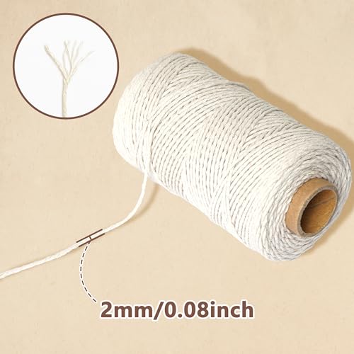656Ft Butchers Twine – 100% Natural Cotton Kitchen String, Oven Safe for Tying Meat, Roasting, Trussing Turkey, Baking, Grilling – Food Grade for Cooking, Crafts, and Gift Wrapping