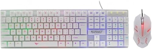 Alcatroz X-Craft 1000 Gaming USB Wired Keyboard and Mouse, White