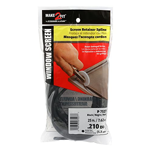 Prime-Line P 7527 Screen Retainer Spline, 0.210 In., 25 foot, Black (1 Roll)