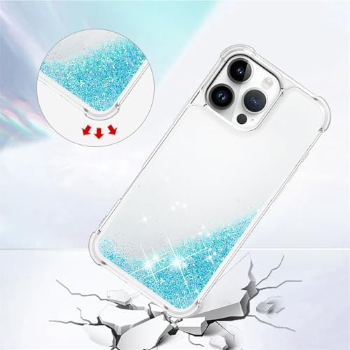 Coque liquide transparent iPhone 16 Pro Max avec étoiles bleues mobiles - 3