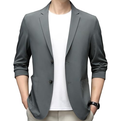 Men's Casual Suit Coat Lightweight Two Button Business Jackets Summer Business Ice Silk Blazer Sport Jacket