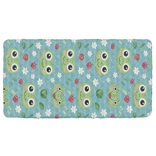 Portable Toddler Bed Sheet for Kids Pattern of Cute Frog Face Travel Bed Fitted Sheet