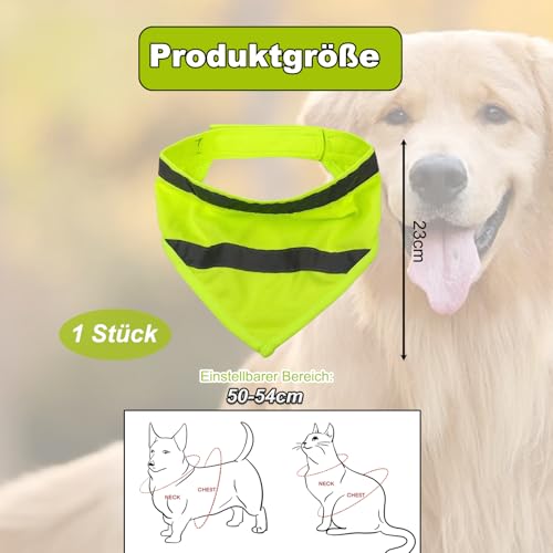 Reflektierende Sicherheit Hund Bandanas, Leuchthalsband Hund, Reflektierendes Hundehalstuch, Neon Farbe Sichtbarkeit Produkte Halstuch, Dreiecks Hundebandana für Nächtliche(Fluorescent Grün)
