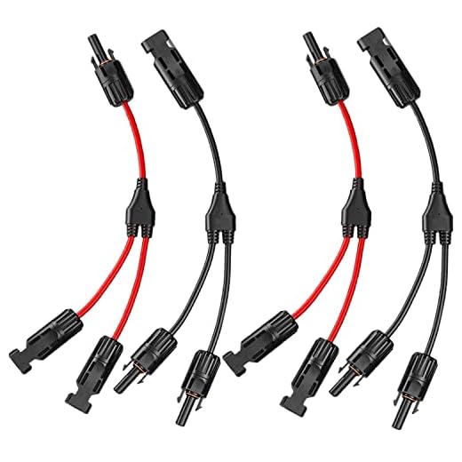 RUNCCI-YUN Solar Panel Cable Conector, Conector Solar Fotovoltaico 2 par Rama Y Conectores M/F/F y M/M/F,Macho/Hembra Impermeable Conectores de Cable de Panel Solar para Sistema Fotovoltaico
