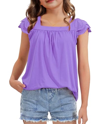 Image of KEREDA Girls Short Sleeve Shirts Summer Tops Girls Clothes 5-14 Years