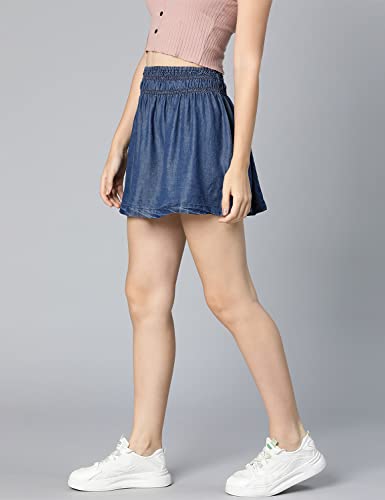 Image of oxolloxo Women Regular Fit Cotton Solid Casual Skirt
