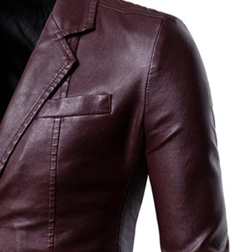 Men Classic Leather Blazer 2-Button Lambskin Leather Blazers Daily Simple Casual PU Leathers Suits4
