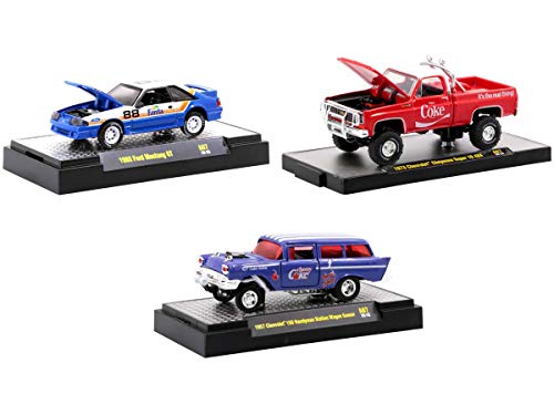 Coca-Cola & Fanta Set of 3 Pieces Limited Edition to 9600 Pieces Worldwide 1/64 Diecast Model Cars by M2 Machines 52500-A07