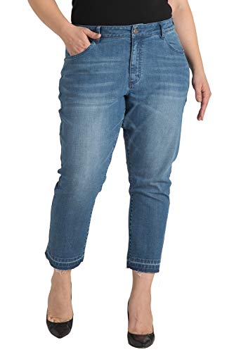 Standards & Practices Women's Plus Size Ankle Jeans with Cropped and Frayed Edges