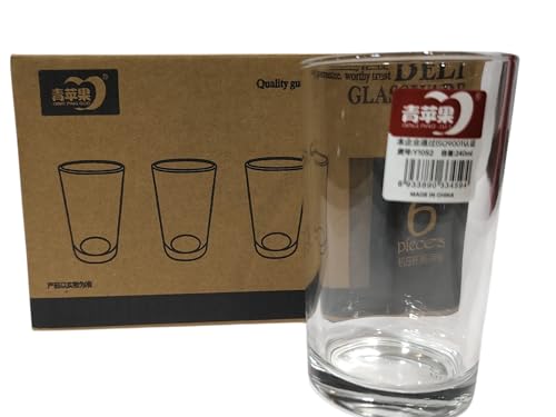 Image of Deli Glassware Drinking Glasses Set, 240ml, 6 Pieces, Clear Glass