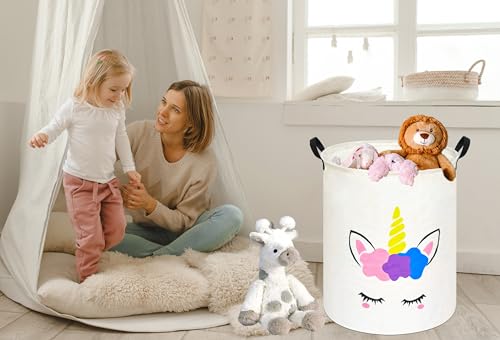 Image of Round Laundry Basket Storage Bins Nursery Hamper Gift Baskets for Home,Office,Home Decor