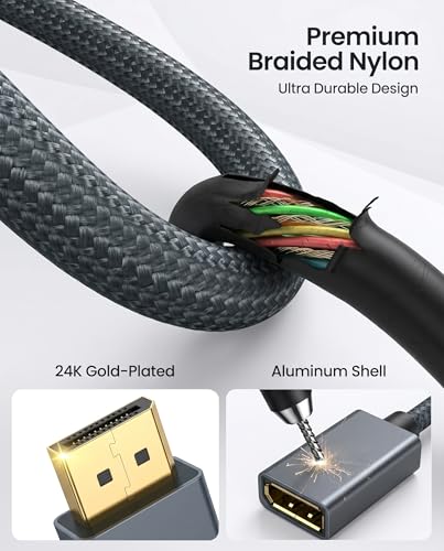 Cable alargador DisplayPort 8K de 1,8m macho a hembra DP 1.4 trenzado de 32.4 Gbps para PC 5