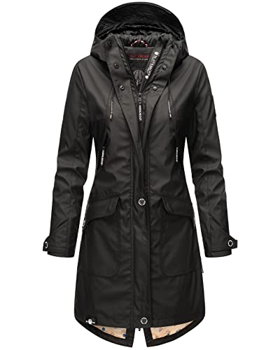 Navahoo Damen Regenjacke Regenmantel mit Kapuze Wasserabweisend B939 [B939-Schötch-Schwarz-Gr.3XL] Cover