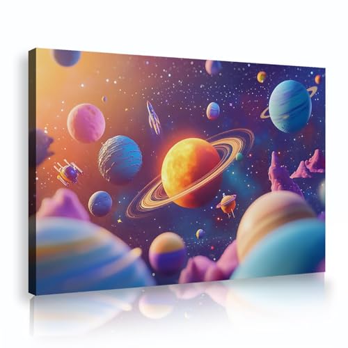 Toile Art Déco espace extra-atmosphérique encadrée 35x55cm