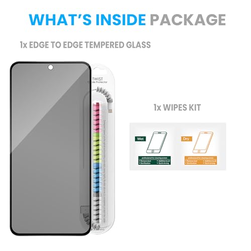 Image of ArmourPro Privacy Tempered Glass for Samsung Galaxy S23 FE 5G and Samsung A54 (6.4 Inch) Edge to Edge Coverage with Installation kit & Cable Protector | Black Anti-Spy Privacy Protection
