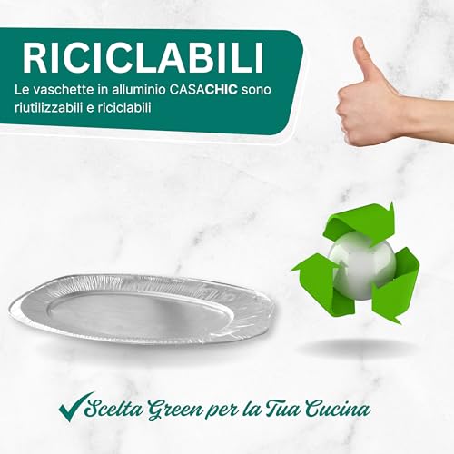 CasaChic Aluminium-Tablett, mittelgroß, 1 Stück, Einweg-Servierteller aus Aluminium (43 x 28 x 3 cm)