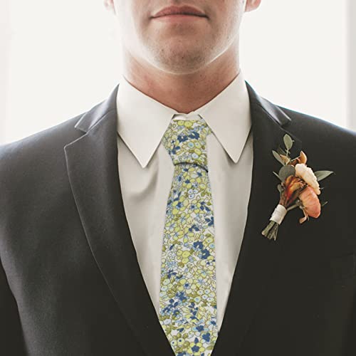 Image of Mantieqingway Men's Skinny Tie, Cotton Floral Ties for Men Wedding Necktie for Groom, Groomsmen, Missions, Dances