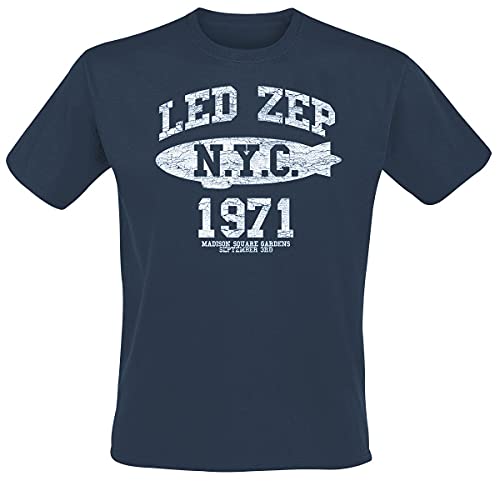 Led Zeppelin NYC 1971 Hombre Camiseta Azul XL 100% algodón Regular