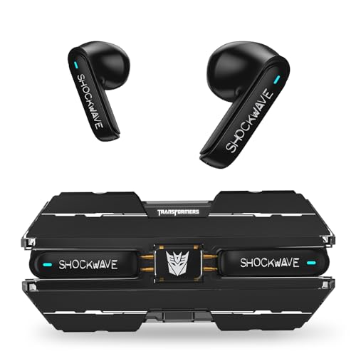 Transformers Megatron Official Bluetooth 5.4 Headphones Wireless Earbuds with ENC Noise Cancelling Mic | Durable Alloy Earbud Case | Immersive Soundfor Gaming & Commute | Black