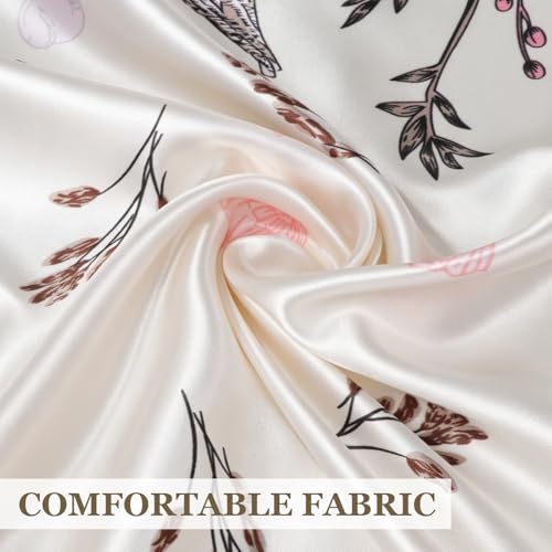 Image of DRESHOW 35 inch Large Square Satin Head Scarf - 4Pcs Silk Accessories Classic Patterned Squares Beach Bandanas for Women