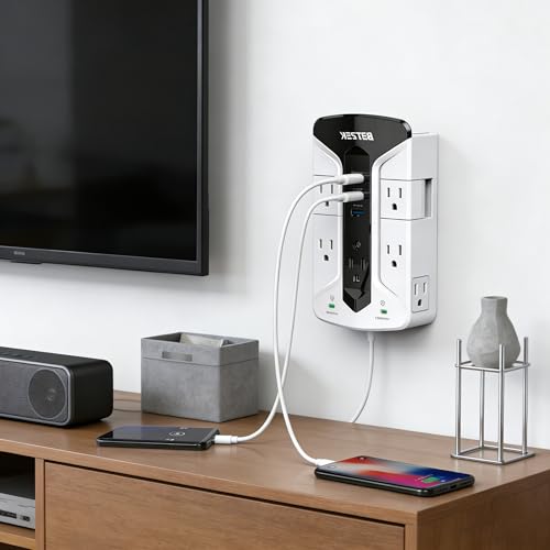 Protector eléctrico BESTEK GG143 con 7 tomas, 3 puertos USB, protección contra sobrecargas y supresor de picos de 900 Joules miniatura 6