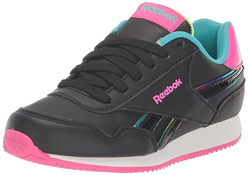 Reebok Royal Classic Jogger 3.0 - Tenis deportivos para mujer, Negro/Rosa/Azul Digital, 4 Little Kid