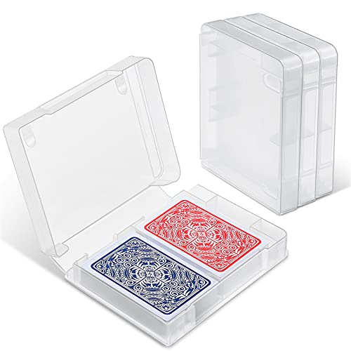 Plastic Playing Cards Boxes Snaps Closed Playing Card Organizer Clear Poker Gaming Cards Deck Case Rectangle Empty Storage Box for Business Trading Card Bridge Size Cards, 2 Decks (3 Pieces)