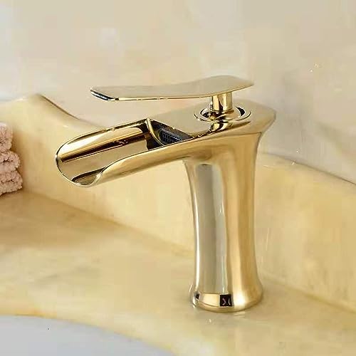 Mitigeur cascade doré LWX un design moderne et chic pour votre salle de bain