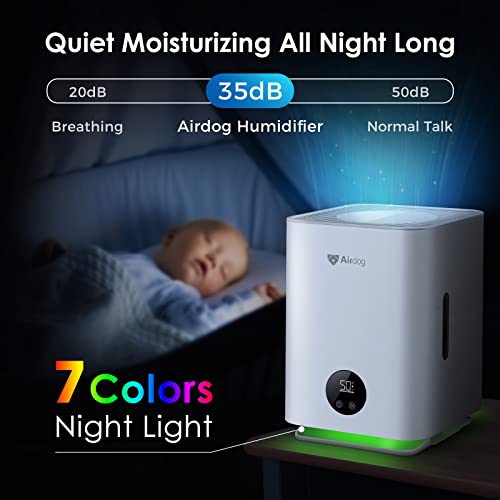Airdog Evaporative Humidifier, Nanoscale Cool Mist-Free Humidifier For Bedroom Large Room, Whisper Quiet, Constant Humidity, Easy To Clean, Remote Control, 3L Air Humidifier For Baby, Indoor Plants #TOP5