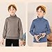 Boys Girls Fleece Lined Sweater Winter Warm Long Sleeve Turtleneck Pullover Shirt Clothes Kids Plain (Grey, 11-12Years)