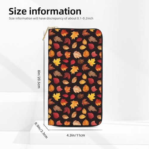 Autumn Maple Leaves Print Wallet Women, Leather Bifold Multi Card Wallet, Long Purse Women's Wallets2