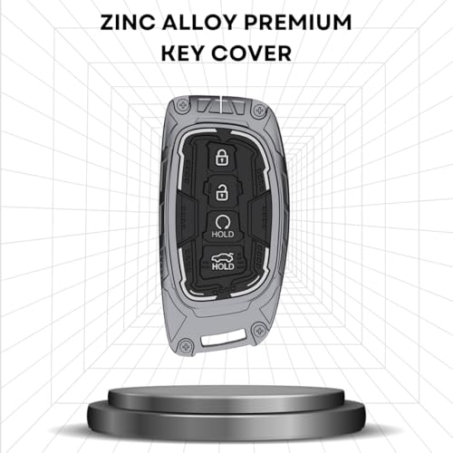 Image of KEYCEPT Metal Armor Key Cover Compatible for Hyundai Creta, Venue, Alcazar, Elantra, i20, Tucson, N Line, EV and Facelift Models for 4 Button smart Key | Stylish & Durable | Scratch Resistant