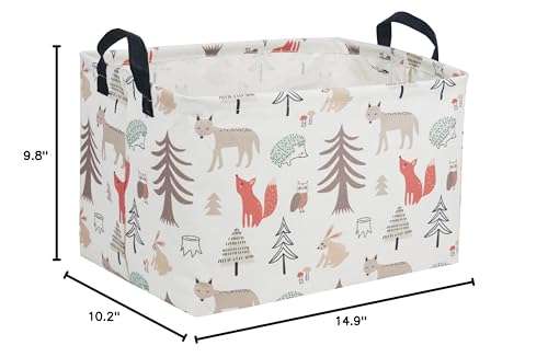 Image of Essme Rectangular Kids Basket,Animal Storage Basket with Handles for Room Decor, Ocean Storage Bin(Grey animal)