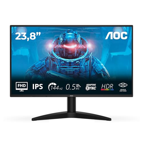 AOC 24B36X 24 Inch FHD Gaming Monitor, 144Hz, IPS, 0.5ms MPRT, Adaptieve Sync, HDR10, (1920x1080, HDMI 1x 1.4, DP 1x 1.4) Zwart - Afbeelding 3