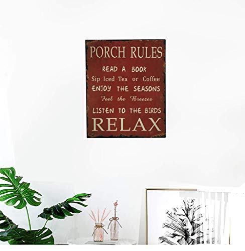 Why Decor Metal Porch Rules Sign Outdoor Rustic Metal Porch Signs Decorative Porch Wall Signs Metal Box Sign Wall Decor Porch Rules Wall Plaque Vintage Porch Decorations Red Porch Sign Relax Decor #TOP1