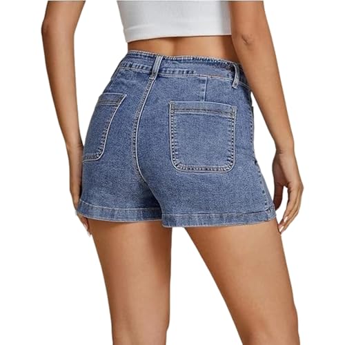 Short classique en denim femme extensible avec poches pantalon d'été décontracté