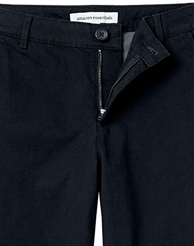 Amazon Essentials Damen-Chinohose, schmale Passform, gerades Bein, Stretch-Twill, Schwarz, Größe 44